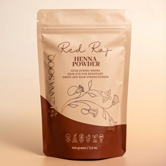 Red Raj Henna Hair Dye – 100% Organic Powder in Packaging