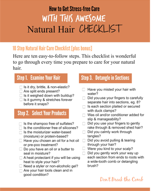 DBC Natural Hair Care  Checklist